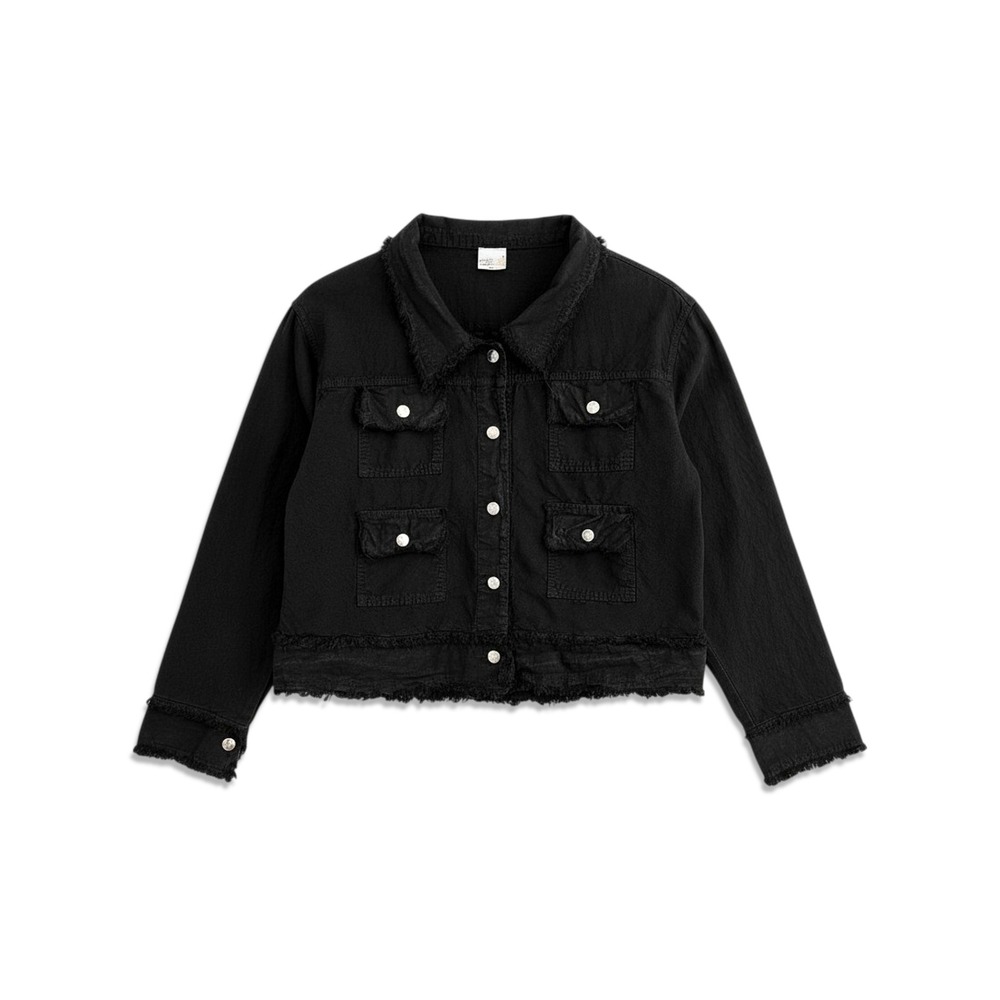 Giocant Jacket Womens XL Black Raw Hem Frayed Utility Cropped Goth Grunge Skater